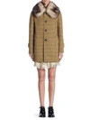 MARC JACOBS Tech Fur and Leather-Trim Houndstooth Coat