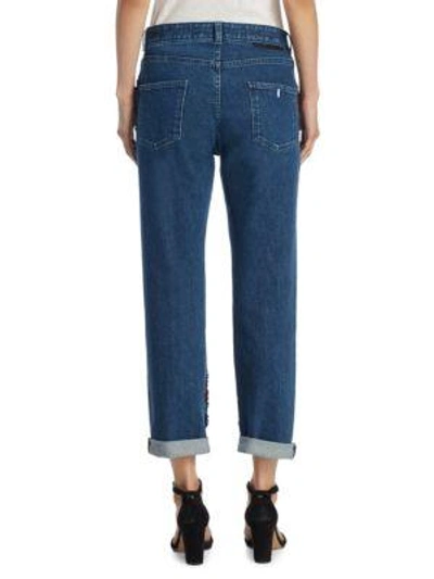 Shop Stella Mccartney Velvet Trim Skinny Boyfriend Jeans In Midnight