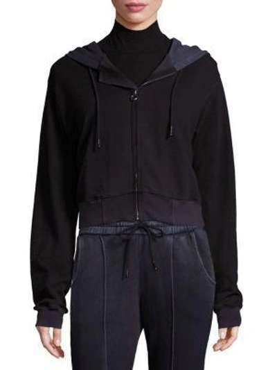 Shop Cotton Citizen Zip-front Cropped Hoodie In Charcoal Dust