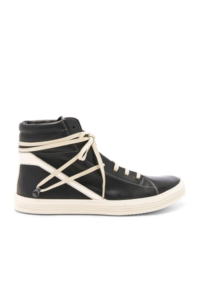 Shop Rick Owens Leather Thrasher Sneakers In Black