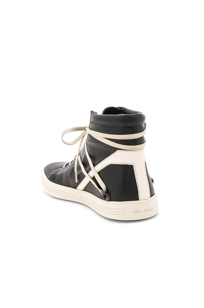 Shop Rick Owens Leather Thrasher Sneakers In Black