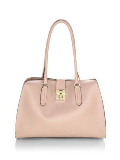 Shop Furla Peggy Leather Tote In Moonstone