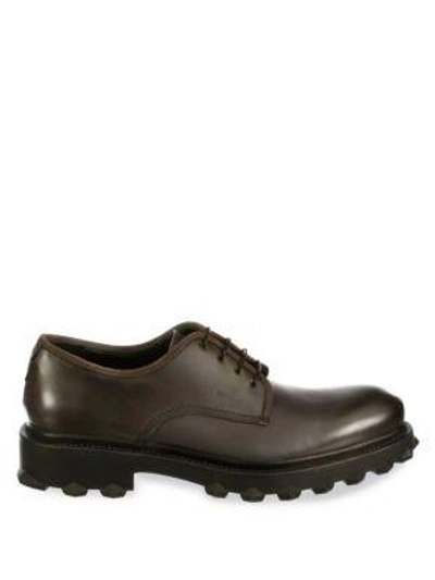 Shop Ferragamo Dassel 2 Distressed Leather Shoes In Dark Rain