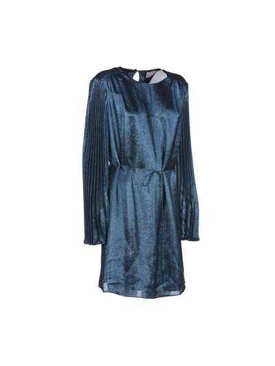Shop Christopher Kane Pleated Sleeve Dress In Bluettte