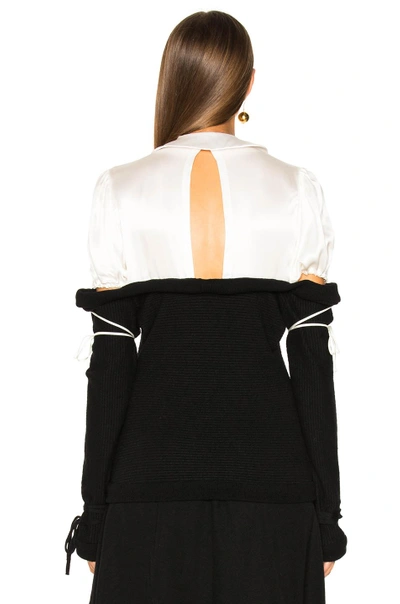Shop Jw Anderson Silk & Knit Mix Top In White