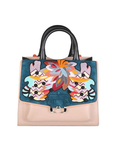 Shop Paula Cademartori Alex Leather Bag Embroidery Multicolor