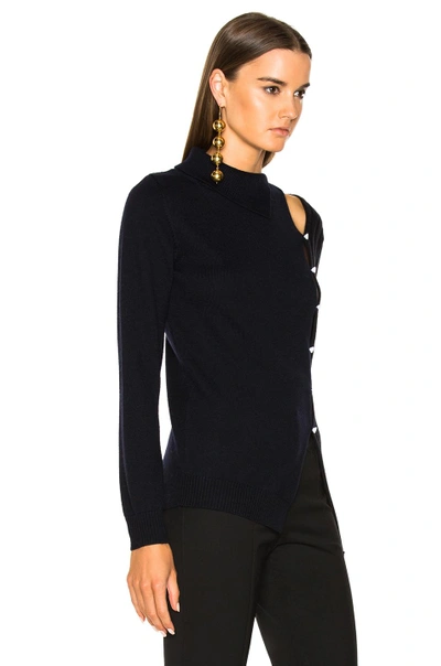 Shop Jacquemus Asymmetrical Sweater In Blue