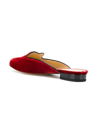 Shop Charlotte Olympia Kitty Slippers In Red