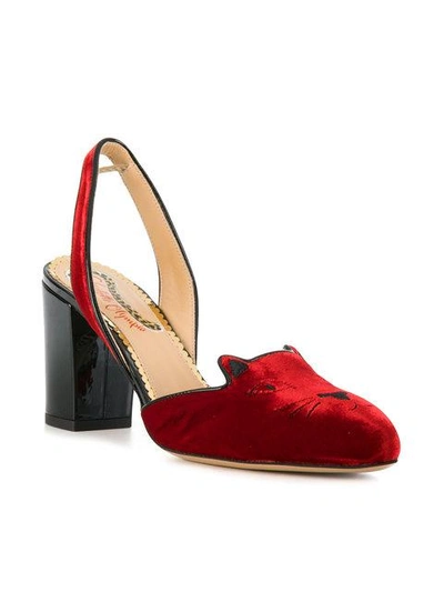 Shop Charlotte Olympia Kitty Slingback Heels In Red