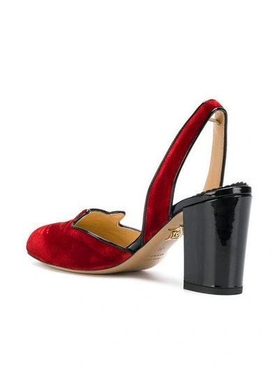 Shop Charlotte Olympia Kitty Slingback Heels In Red