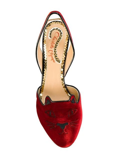 Shop Charlotte Olympia Kitty Slingback Heels In Red
