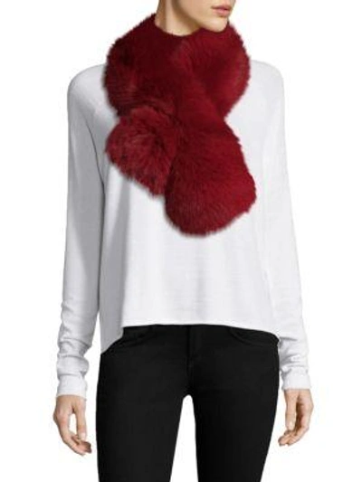 Adrienne Landau Pull-through Fox Fur Scarf In Red