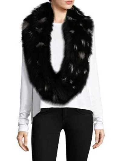 Adrienne Landau Knit Fox Fur Scarf In Black