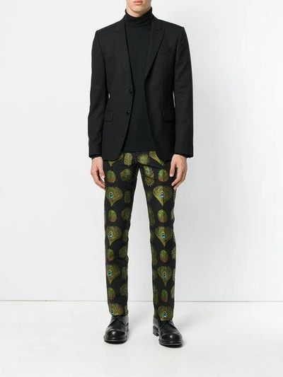 Shop Alexander Mcqueen - Peacock Feather Trousers  In Black