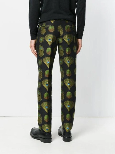 Shop Alexander Mcqueen - Peacock Feather Trousers  In Black