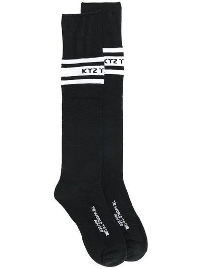 Shop Ktz Long Stripe Socks - Black