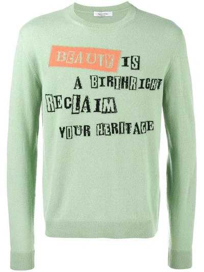 VALENTINO VALENTINO JAMIE REID SLOGAN INTARSIA JUMPER - GREEN NV0KC23N4N912185497
