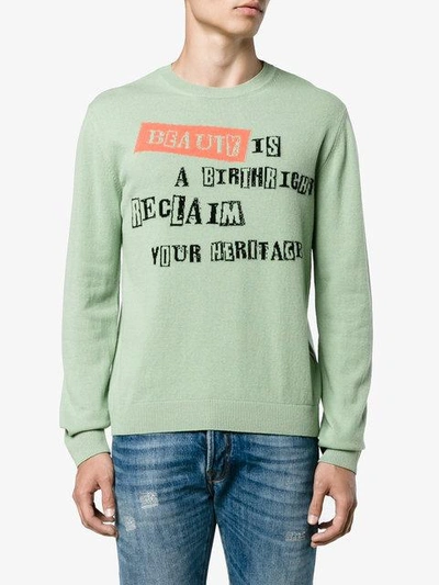 VALENTINO VALENTINO JAMIE REID SLOGAN INTARSIA JUMPER - GREEN NV0KC23N4N912185497