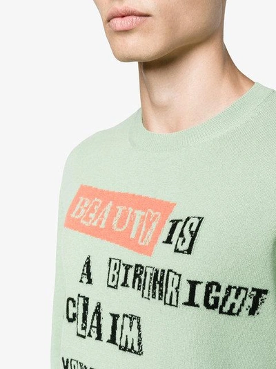 Shop Valentino Jamie Reid Slogan Intarsia Jumper - Green