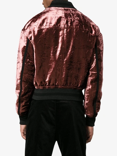 Shop Haider Ackermann Metallic Red Tiziano Velour Bomber Jacket