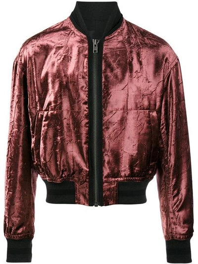 Haider Ackermann Metallic Red Tiziano Velour Bomber Jacket In Pink |  ModeSens