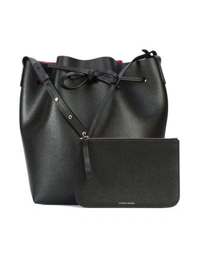 Shop Mansur Gavriel Saffiano Bucket Bag - Black