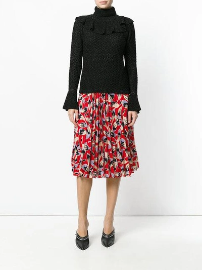 Shop N°21 Nº21 Pleated Patterned Skirt - Red