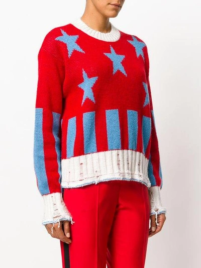 Shop Msgm Star Ribbed Knit Pullover