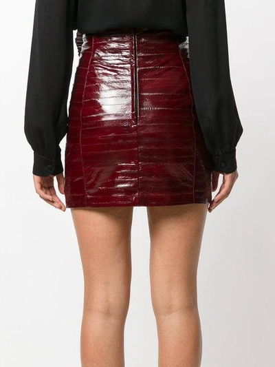 Shop Saint Laurent Fitted Biker Skirt - Red