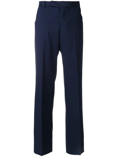 Shop Maison Kitsuné Straight Trousers - Blue