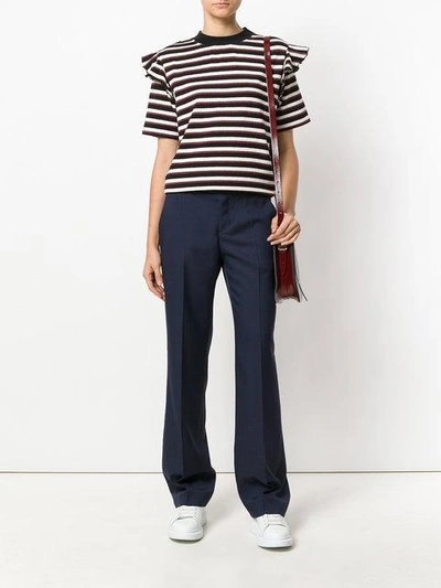 Shop Maison Kitsuné Straight Trousers - Blue