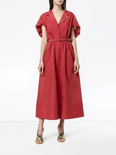 Shop Rosie Assoulin Gathered Puff Sleeve Shirt Dress