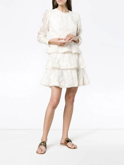 Shop Zimmermann Floral Embroidered Sheer Tiered Dress