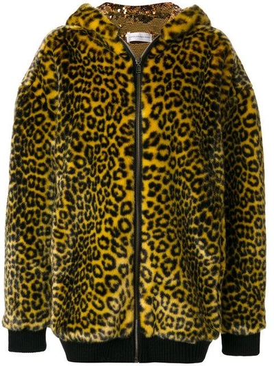 Shop Faith Connexion Leopard Print Coat In Yellow