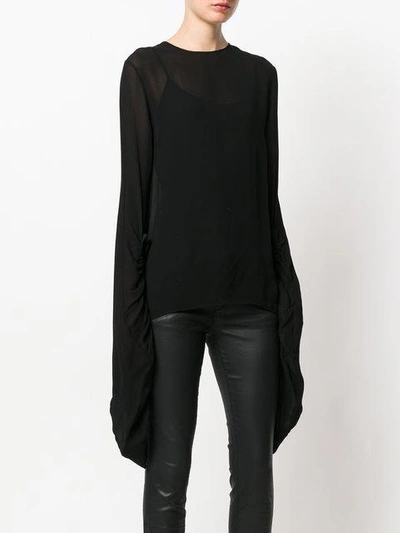 Shop Saint Laurent Elongated Sleeved Blouse In Black