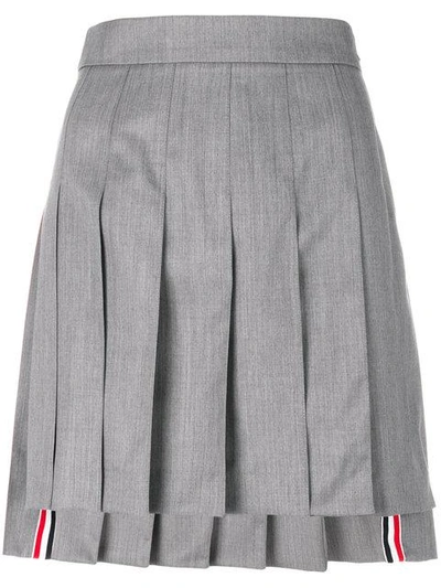 Thom Browne Grey Dropped Back Pleated Miniskirt | ModeSens