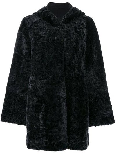 Shop Drome Hooded Coat In Black