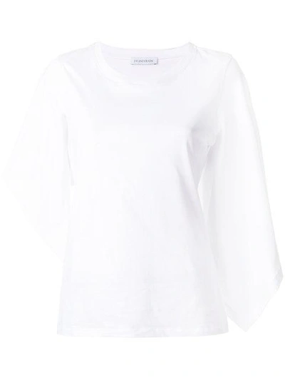 Shop Jw Anderson Asymmetric Fluted Sleeves T-shirt In 001 White