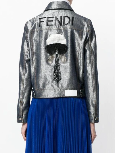 Shop Fendi Karlito Denim Jacket - Farfetch In Grey
