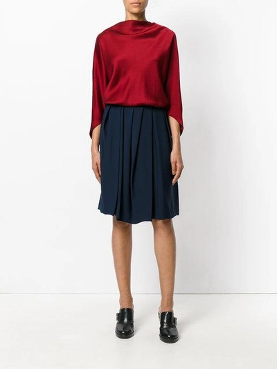 Shop Chalayan Draped Satin Top In Red
