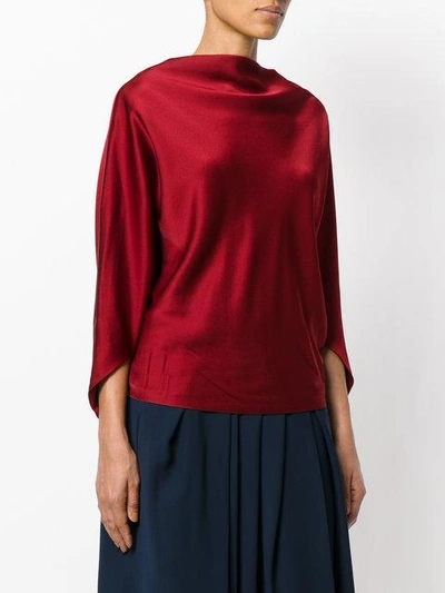 Shop Chalayan Draped Satin Top In Red