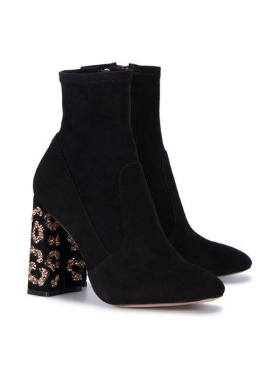 Shop Sophia Webster Black Leopard Felicity 110 Ankle Boots