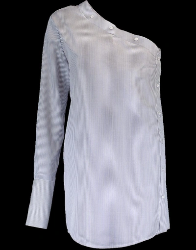 Shop Victoria Victoria Beckham One Side Sleeve Top In Wht-nvy