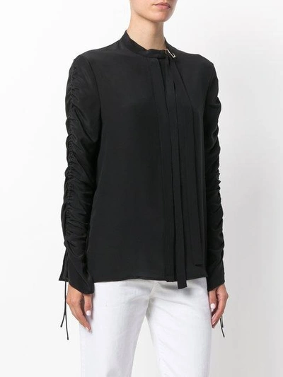 Shop Versace Ruched Sleeve Shirt - Black