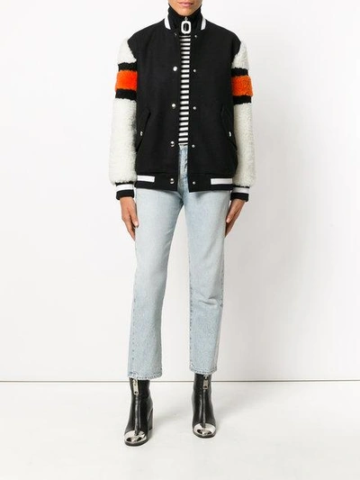 Shop Msgm - Buttoned Bomber Jacket  In Black