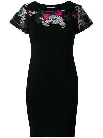 Shop Blumarine Floral Embroidered Dress - Black