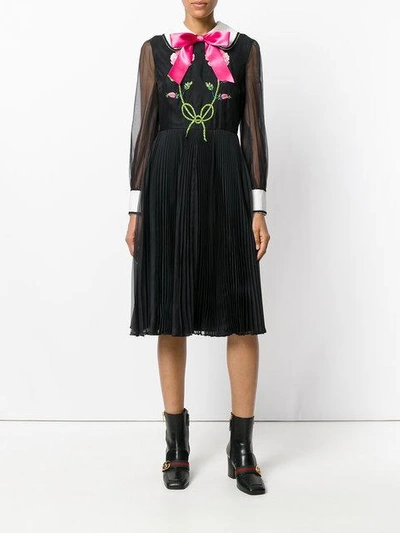 Shop Gucci Bow Tie Dress In Black