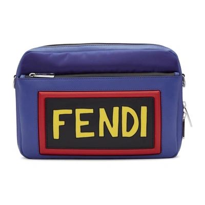 Shop Fendi Blue Nylon And Leather  Vocabulary Camera Bag In 5jq Blue