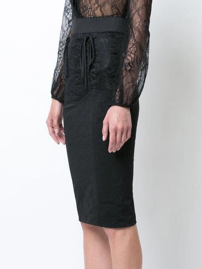 Shop Dolce & Gabbana Corseted Lace Pencil Skirt