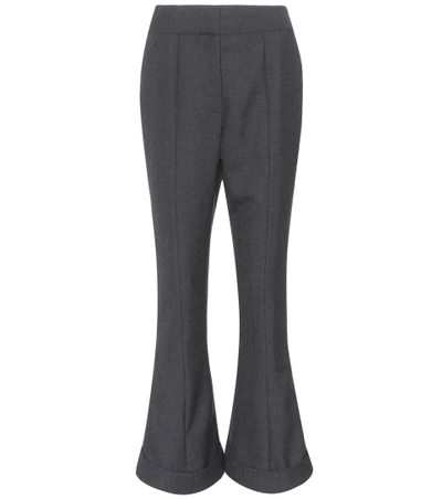 Jacquemus Cropped Wool And Cotton Trousers In Grey
